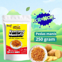tetes snack:kentang mustofa pedas manis berat 250 gram kentang mustofa cemilan lauk kripik krispi