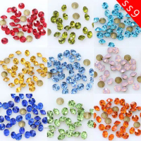 144/1440p ss9 Round color pointed back crystal rhinestones Nail Art trim jewelry beads headwear shoes garment shiny glass stones