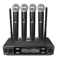 Wireless Karaoke Microphone Professional UHF Cordless Dynamic Mic with Rechargeable Receiver for Voice Amplifier PA System Party