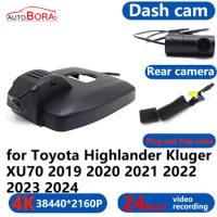 AutoBora 4K Wifi 3840*2160 Car DVR Dash Cam Camera 24H Video Monitor for Toyota Highlander Kluger XU70 2019~2024