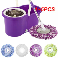 1~5PCS Mop Head Rotating Microfiber Replacement Cloth Spin Wash Floor Round Squeeze Rag Household Cleaning Tools