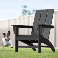 Modern Adirondack Chair Wood Texture, Poly Lumber Patio Chairs, Pre-Assembled Weather Resistant Outdoor Chairs