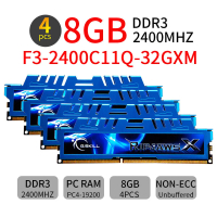 หน่วยความจำ G.Skill Ripjaws, 32GB (4x 8GB), DDR3 OC, 2400MHz, สำหรับ ASUS Z87-A, Z87-K, Z87-PRO