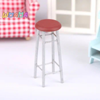 1:12 Dollhouse Miniature Bar Stool Chair High Stool Mini Round Stool Pocket Stool Model Furniture Decor Kid Toy