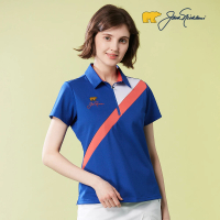 【Jack Nicklaus 金熊】GOLF女款斜紋吸濕排汗彈性拉鍊式POLO衫/高爾夫球衫(藍色)