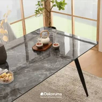 Dekoruma YORI Meja Makan Marble Uk 160x90cm / Meja Makan Bahan Keramik / Meja Makan 4 Orang Hitam