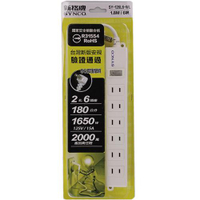 新格牌 單開2孔6座6尺延長線【愛買】