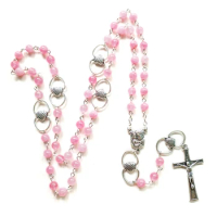Rosary Bead Long Necklace Alloy Chain with for Cross Catholic Jewelry Prayer Pen