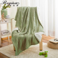 REGINA Brand Cashmere Feeling Sherpa Blankets Throw Nordic Style Double Twist Stripe Knitted Weight Blanket For Bed Winter Warm