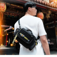 【Bagrun】新港奉天宮聯名二代多用途 斜背包(軍風迷彩 男包 斜背包 腰包 書包 金虎爺腰包)