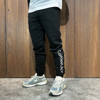 美國百分百【全新真品】Calvin Klein 長褲 棉質 素色 運動褲 CK 長棉褲 logo 黑/灰色 CF96