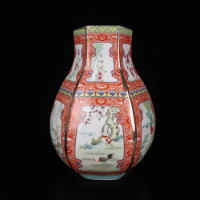 Chinese porcelain gold enamel six square vase with zodiac pattern