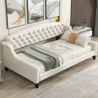 Modern Luxury Tufted Button Daybed, Twin size bed, bedroom casual soft padded sofa bed, teenage single bed，guest bed