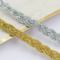 3y Gold Silver Curved Lace Trim Fabric 8mm Wide Centipede Braided Lace Ribbon DIY Garment Sewing Accessories Wedding Home Crafts