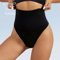 Flarixa High Waist Tummy Control Thong Panties Women Seamless Thongs Honeycomb Slimming Underwear Butt Lifter Body Shaper Briefs