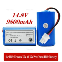 2023 New Original Rechargeable ILIFE Battery 14.8V 9800mAh Robotic Vacuum Cleaner Accessories Parts for Chuwi Ilife A4 A4s A6