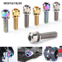 New TC4 M5 16mm/18mm/20mm Titanium Stem MTB Bicycle Fixed Bolt Bicycle Stems Screws Bike Stem Fixing Bolts Outdoor Cycling Parts