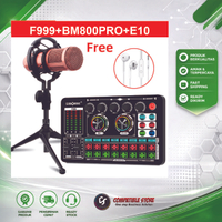(COD) 【Free Headphone】F999+BM800pro Soundcard Microphone SET Sound Card 1 mic stand - F999+BM800 Ros