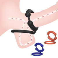 Bdsm Silicone Double Penis Ring Cock Sex Toys for Men Penis Erection Enlargement Delay Ejaculation Bead G-spot Massage In Couple