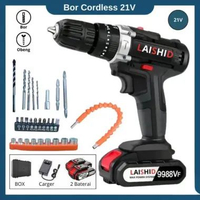 Bor Baterai 21V Plus Koper Bor Tangan Tanpa Bateri 2 Speed