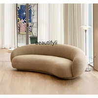 Nordic Curved Sofa Quiet Wind Living Room Fabric Craft Cashew Sofa