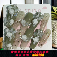 【台灣公司 可開發票】綠野仙蹤穿戴甲純手工小紅書輕奢新款高級雕花穿戴式長款仙女美甲