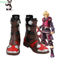 Xenoblade Chronicles Shulk Red Brown Shoes Cosplay Long Boots Leather Custom Made