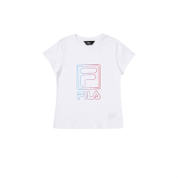 FILA KIDS 女童短袖圓領上衣-白色 5TEY-4912-WT