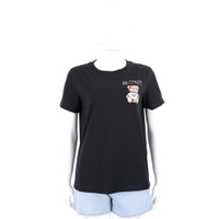 MOSCHINO 泰迪熊植絨貼布黑色短袖TEE T恤(女款)