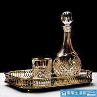 酒杯奢華宮廷風描金威士忌酒杯酒瓶酒樽金屬鏡面托盤套裝家用裝飾擺件 雙11全館免運