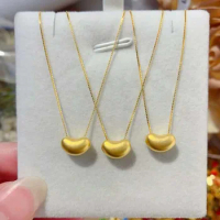 Pure 999 24K Yellow Gold Pendant Women 3D Bean Necklace Pendant 1pcs