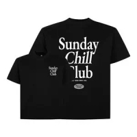 Áo phông form boxy Sunday Chill 2338 Miucho Club cổ tròn vải cotton 2 chiều cao cấp unisex in basic 