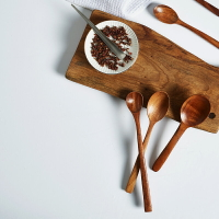 日式木勺勺子家用創意長柄吃飯用木質湯勺兒童粥勺韓式飯勺攪拌勺