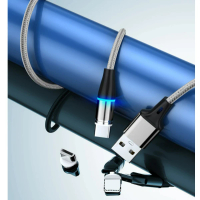 磁吸線三合一數據線充電線適用蘋果安卓TYPE-C【2米線三合一（線+三種頭）銀色】