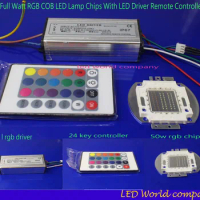 1ste 50W rgb led chip+50W RGB LED Waterproof Driver +24key Remote kit For Flood Light Lawn Lighting