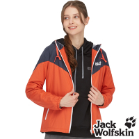 【Jack wolfskin 飛狼】女 輕量 抗風防潑水連帽保暖外套 (天鵝絨磨毛內裡)『橘紅』