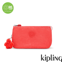 Kipling (網路獨家款) 活力珊瑚橘三夾層配件包-CREATIVITY L
