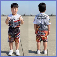 ชุดเด็กลายทหาร \JAS 39 GRIPEN\" เสื้อกีฬาไมโครเกรดพรีเมี่ยมพิมพ์ลายทั้งตัว สำหรับเด็กขนาด M-3XL ใส่ส