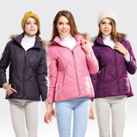 SAMLIX山力士 JIS90%女防潑水保暖羽絨外套#38012(黑色.紫色.粉紅)