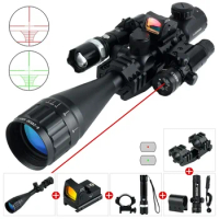 6-24x50AOEG Outdoors Sniper Combo Riflescope Red Green Reticle Laser Sight Scope Optics Reflex Tactical Rifle Scope for Hunting