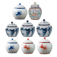 Porcelain Ginger Jar Temple Jar Decorative Vase with Lid Versatile Elegant Home Accent Piece Chinese Style Glazed Enamel