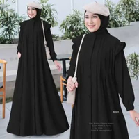 Baju Gamis Zeya Wanita Airflow Crinkle Crinkle Hitam