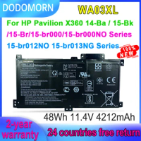 DODOMORN Laptop Battery For HP Pavilion X360 15-BR040NZ BR013NG BR012NO BR001TX 15-BK/14-BA WA03XL 3ICP6/61/80 11.4V 4212mAh