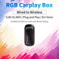 RGB Colorful Carplay Wireless Adapter Smart AI Box Car OEM Wired Car Play To Wireless USB Dongle Plug and Play for Apple Phone