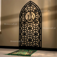 Mihrab Mushola Masjid Rumah Minimalis Dekorasi Dinding Kaligrafi Allah Muhammad Model 9