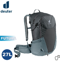【Deuter 德國 FUTURA 27L 透氣網架背包《黑/水藍》】3400321/輕量登山包/自行車背包/攻頂包