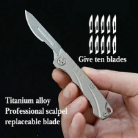 Titanium Alloy EDC Scalpel Outdoor CS GO Carving Tool Folding Knife Keychain Hanging Detachable Unboxing Quick-change Knife