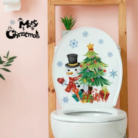 Cartoon Christmas Tree Snowman Toilet Sticker Christmas Decoration Sticker Bathroom Atmosphere Sticker Children's Toy Gift