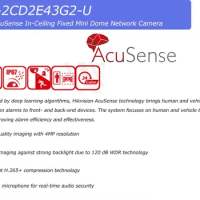HIK 4MP AcuSense In-Ceiling Mini Dome IP Camera DS-2CD2E43G2-U Built-in Mic SD Card Slot Video Surveillacne Network Camera