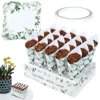 Party Confetti Cone Holder Box 20-Hole Stand Tray Paper Cone Box And Confetti Cones Wedding Confetti Container DIY Kraft Paper